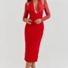 Yasmin Scarlet Plunge Midi-kjole