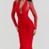 Yasmin Scarlet Plunge Midi-kjole