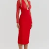 Yasmin Scarlet Plunge Midi-kjole