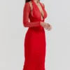 Yasmin Scarlet Plunge Midi-kjole
