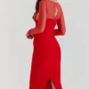 Yasmin Scarlet Plunge Midi-kjole