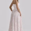 Ysabella hvit roseprint bomulls midi-sommerkjole