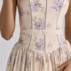 Ysabella Ivory Sweet Peony Floral Print Cotton Midi Sommerkjoler