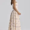 Ysabella Ivory Sweet Peony Floral Print Cotton Midi Sommerkjoler