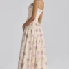 Ysabella Ivory Sweet Peony Floral Print Cotton Midi Sommerkjoler