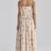 Ysabella Ivory Sweet Peony Floral Print Cotton Midi Sommerkjoler