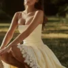Ysabella Lemon Custom Lace + Broderie Anglaise Midi Sommerkjoler