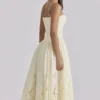 Ysabella Lemon Custom Lace + Broderie Anglaise Midi Sommerkjoler