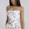 Ysabella Off White Vintage Ribbon Print Cotton Midi Sommerkjoler