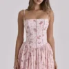 Ysabella rosa vintage rose-print bomulls midi-sommerkjoler