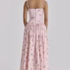 Ysabella rosa vintage rose-print bomulls midi-sommerkjoler