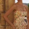 Ysabella Warm Rose Print Cotton Midi Sommerkjoler