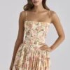 Ysabella Warm Rose Print Cotton Midi Sommerkjoler