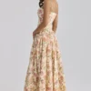 Ysabella Warm Rose Print Cotton Midi Sommerkjoler