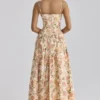 Ysabella Warm Rose Print Cotton Midi Sommerkjoler