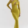 Zahra Chartreuse Plunge Maxikjole