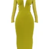 Zahra Chartreuse Plunge Maxikjole