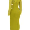 Zahra Chartreuse Plunge Maxikjole
