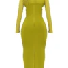 Zahra Chartreuse Plunge Maxikjole