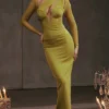 Zahra Chartreuse Plunge Maxikjole