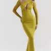 Zahra Chartreuse Plunge Maxikjole
