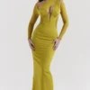 Zahra Chartreuse Plunge Maxikjole