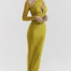 Zahra Chartreuse Plunge Maxikjole