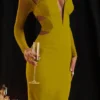 Zahra Chartreuse Plunge Maxikjole